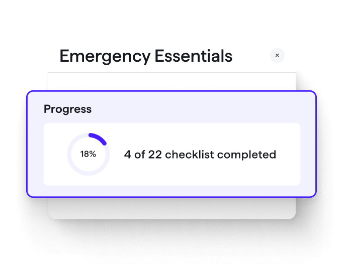 Track progress in completing vital emergency checklist tasks with clarity.