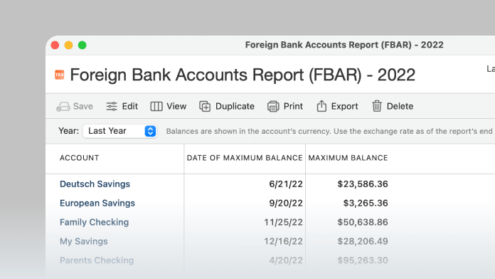 A red button named FBAR report is pointed with the cursor, surrounded by circular gradient of grey shade.